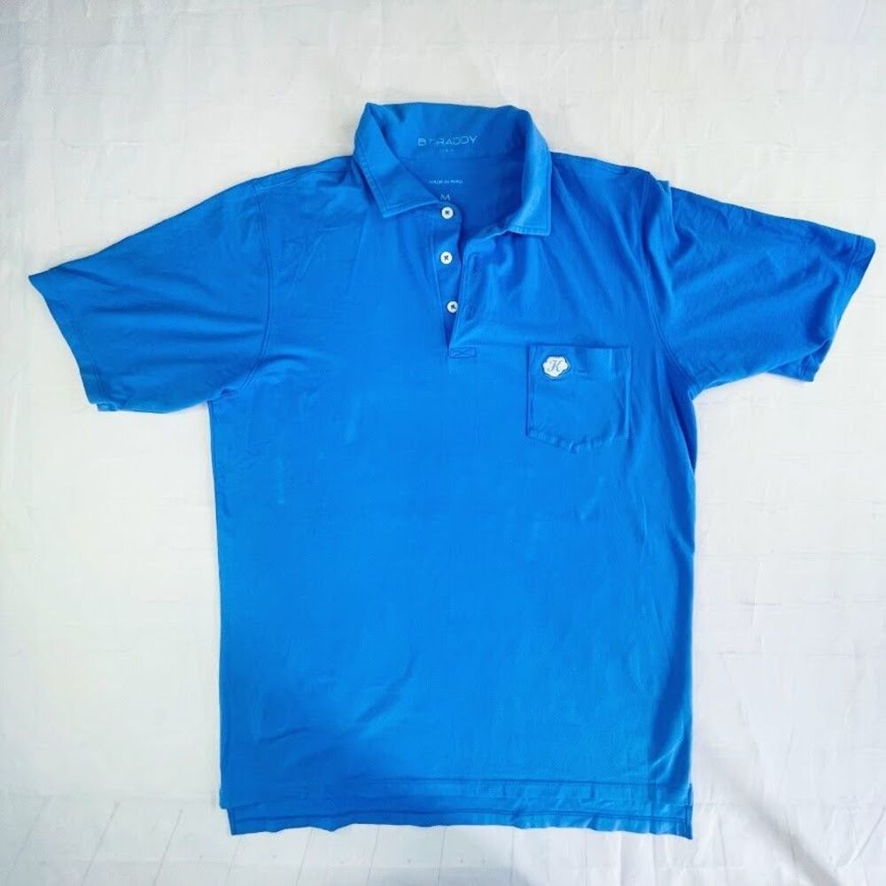B.Draddy Liam Polo Mens Medium Blue Short Sleeve Ireland K Club Logo Golf Shirt